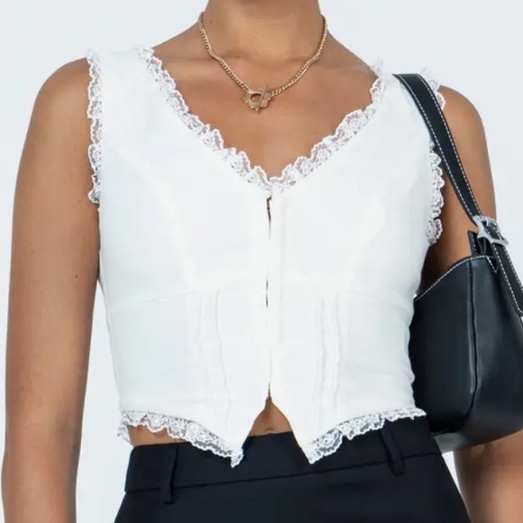 Princess Polly Silvanna white Lace-Edged top - Picture 4 of 5